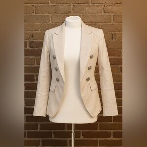 Veronica Beard Cream Double-Breasted Blazer